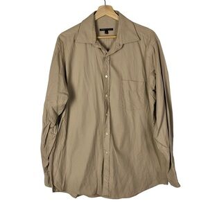 BCBGMaxAzria Light Brown Long Sleeve Button Down Dress Shirt L
